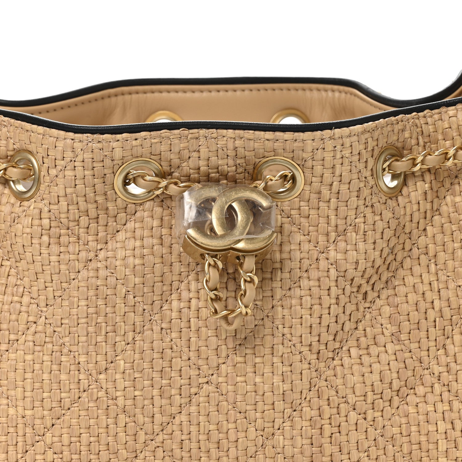 Chanel Braided Raffia Calfskin Quilted Mini Chanel 25 Handbag Beige Black 14 of 21