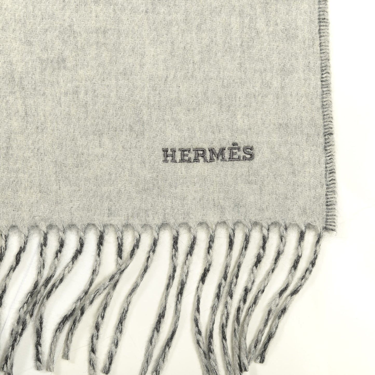 Cashmere Recto Verso Muffler Gris Clair Chiné Flanelle