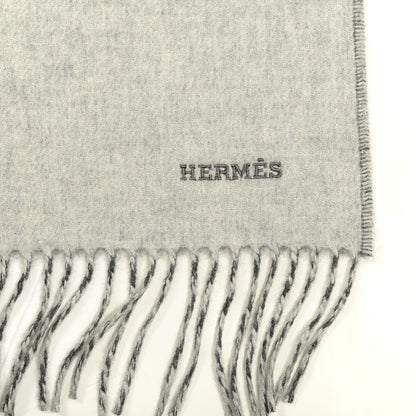 Hermes Cashmere Recto Verso Muffler Gris Clair Chiné Flanelle 4 of 4