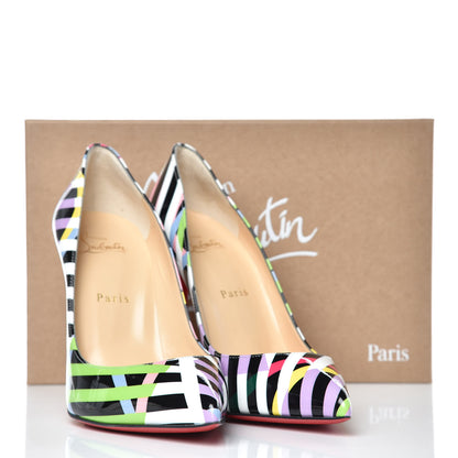 Christian Louboutin Patent Cinestripes Pigalle Follies 100 Pumps 39.5 Multi 8 of 8