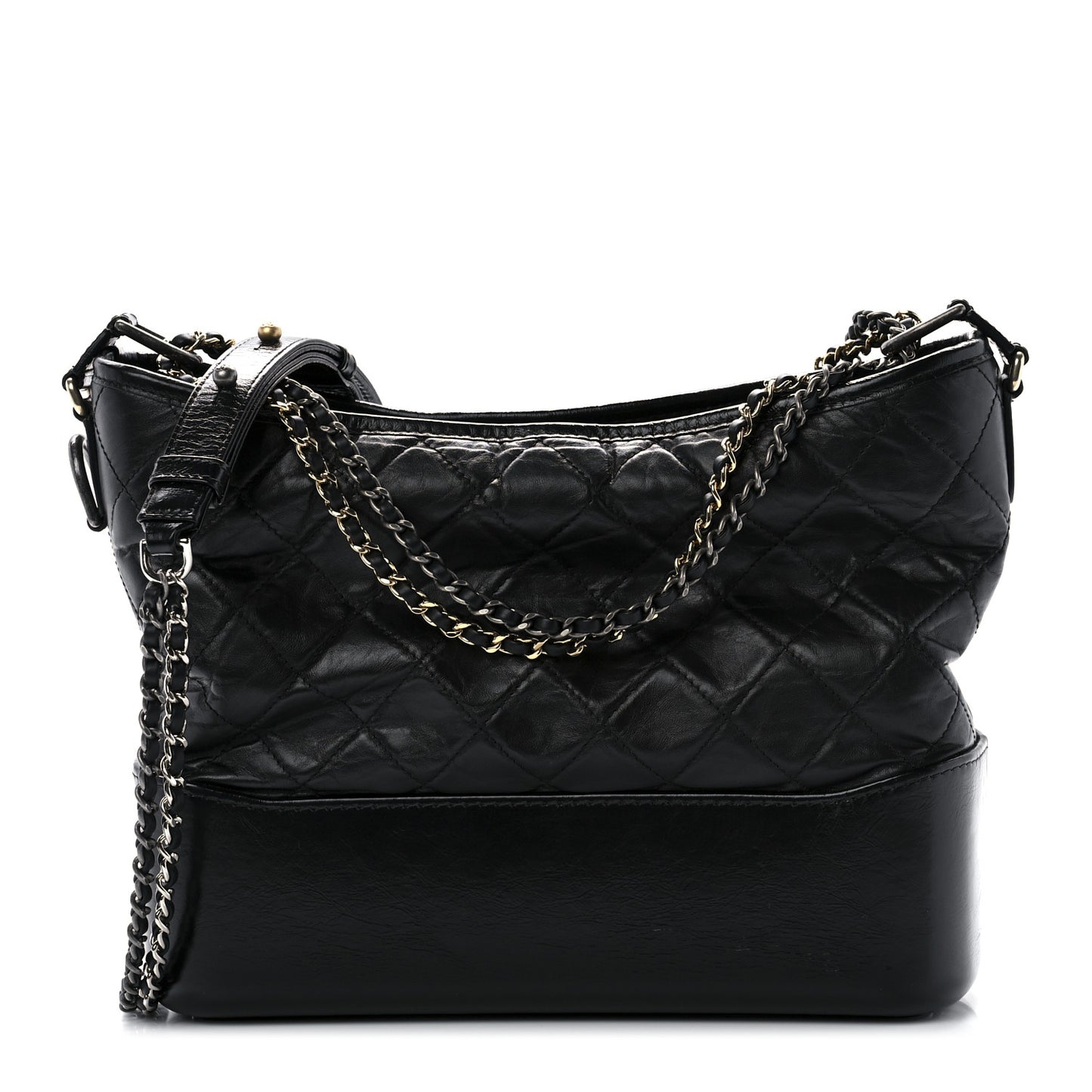 Aged Calfskin Quilted Medium Gabrielle Hobo Black