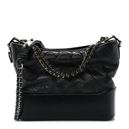 Chanel Aged Calfskin Quilted Medium Gabrielle Hobo Black 1 of 11