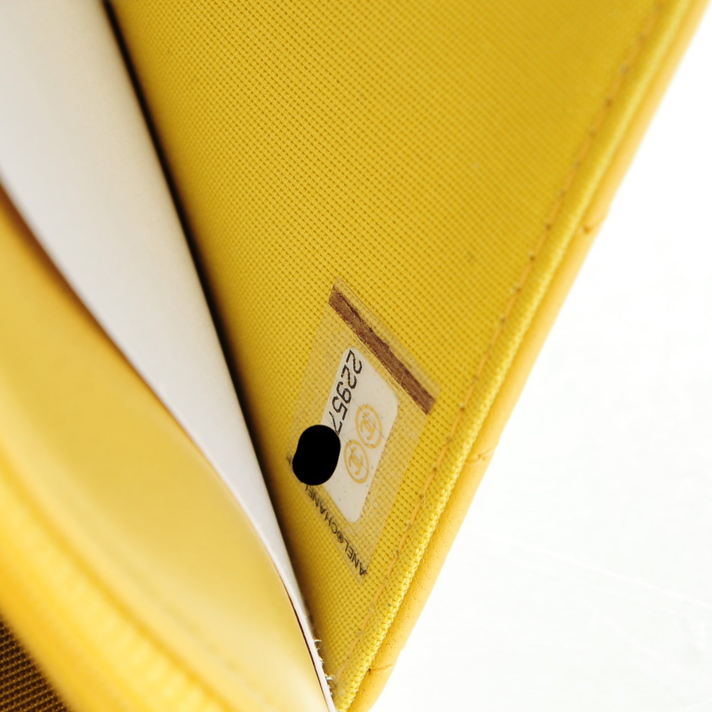 Lambskin Chevron Wallet On Chain WOC Yellow