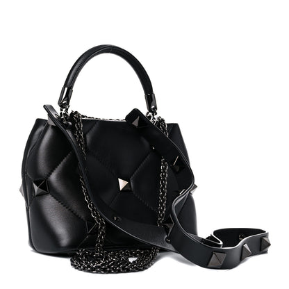 Valentino Garavani Nappa Monochrome Small Roman Stud The Handle Bag Black 3 of 11
