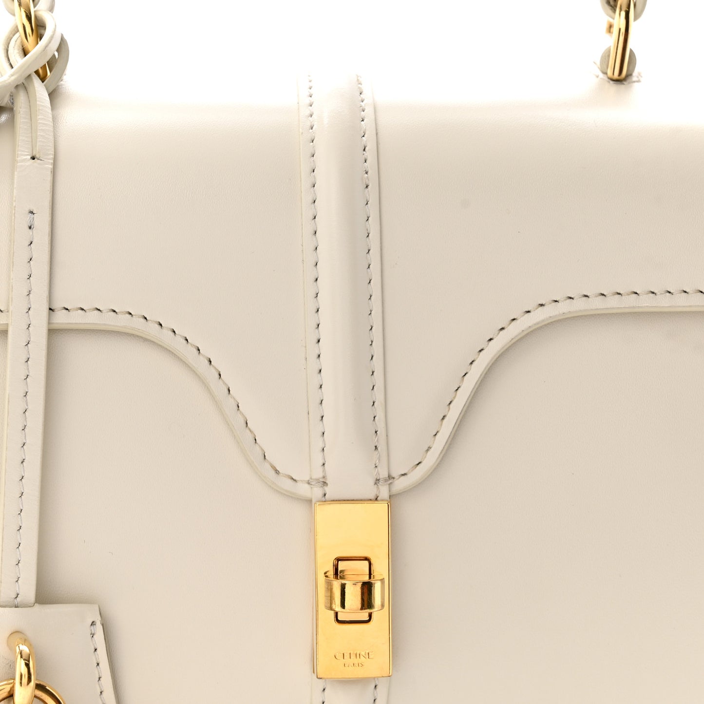 Satinated Calfskin Mini 16 Top Handle Bag White Cotton