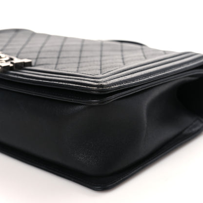 Chanel Metallic Calfskin Quilted New Medium Boy Flap Black 9 of 9