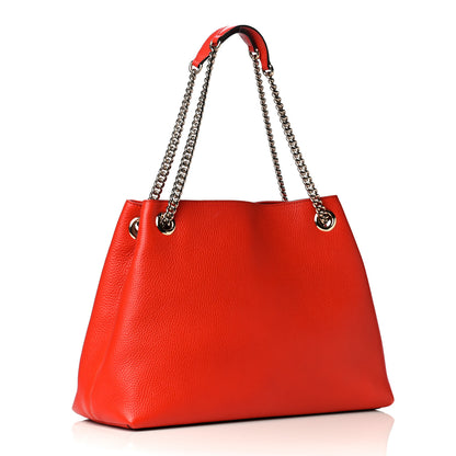 Gucci Pebbled Calfskin Medium Soho Chain Shoulder Bag Sun Orange 5 of 8