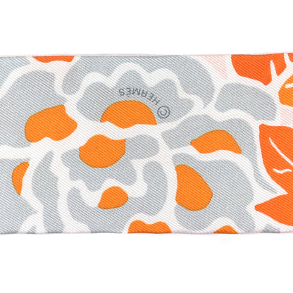 Hermes Silk Bingata Twilly Orange Rose Gris 3 of 4