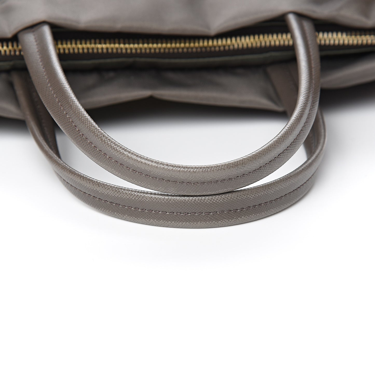 Tessuto Nylon Saffiano Shopping Satchel Grey