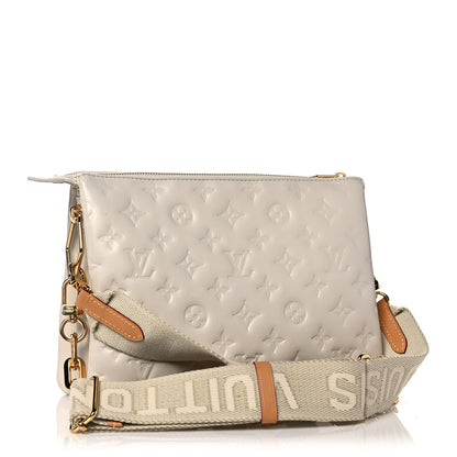 Louis Vuitton Lambskin Embossed Monogram Coussin PM Beige Cream 3 of 10