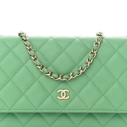 Chanel Caviar Quilted Wallet on Chain WOC Light Green 8 of 11