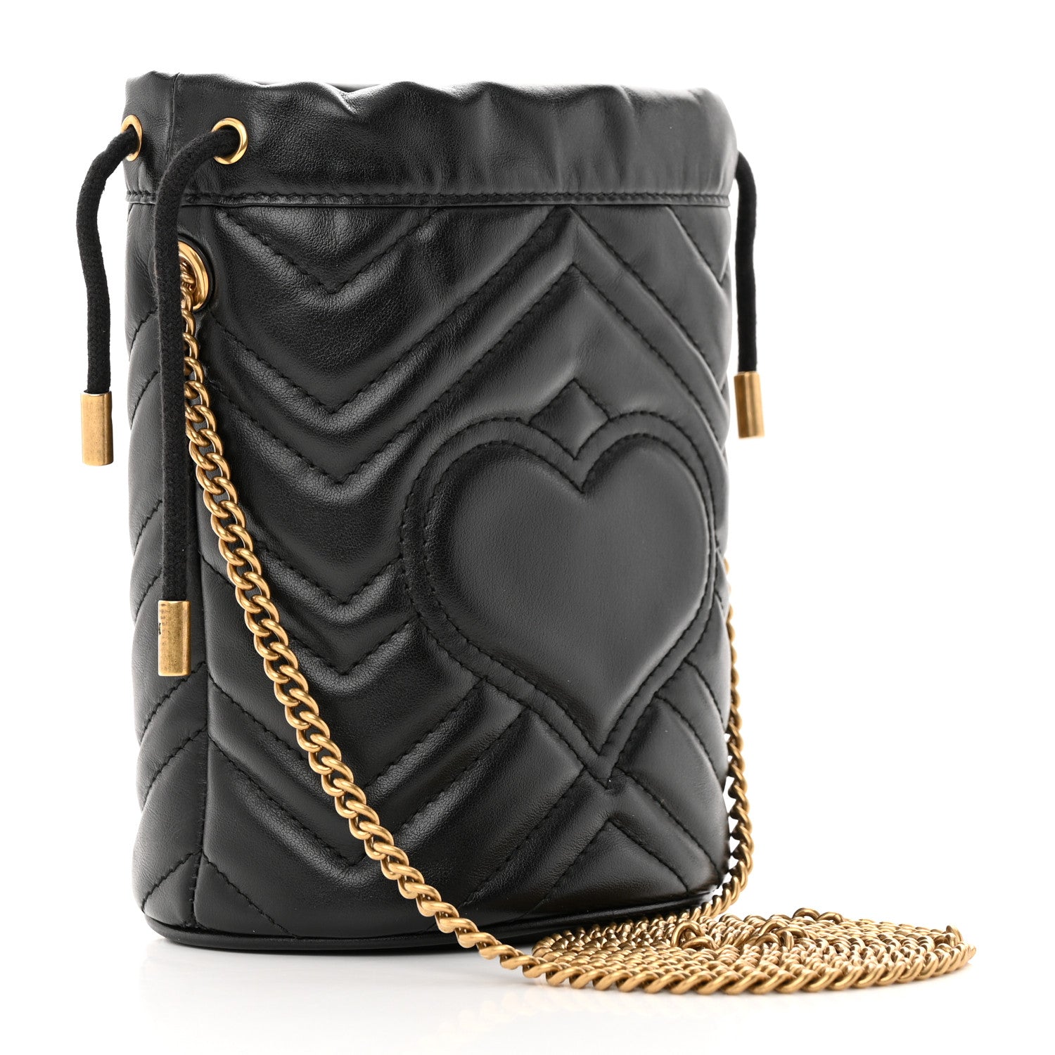 Gucci Calfskin Matelasse Mini GG Marmont 2.0 Bucket Bag Black 3 of 15