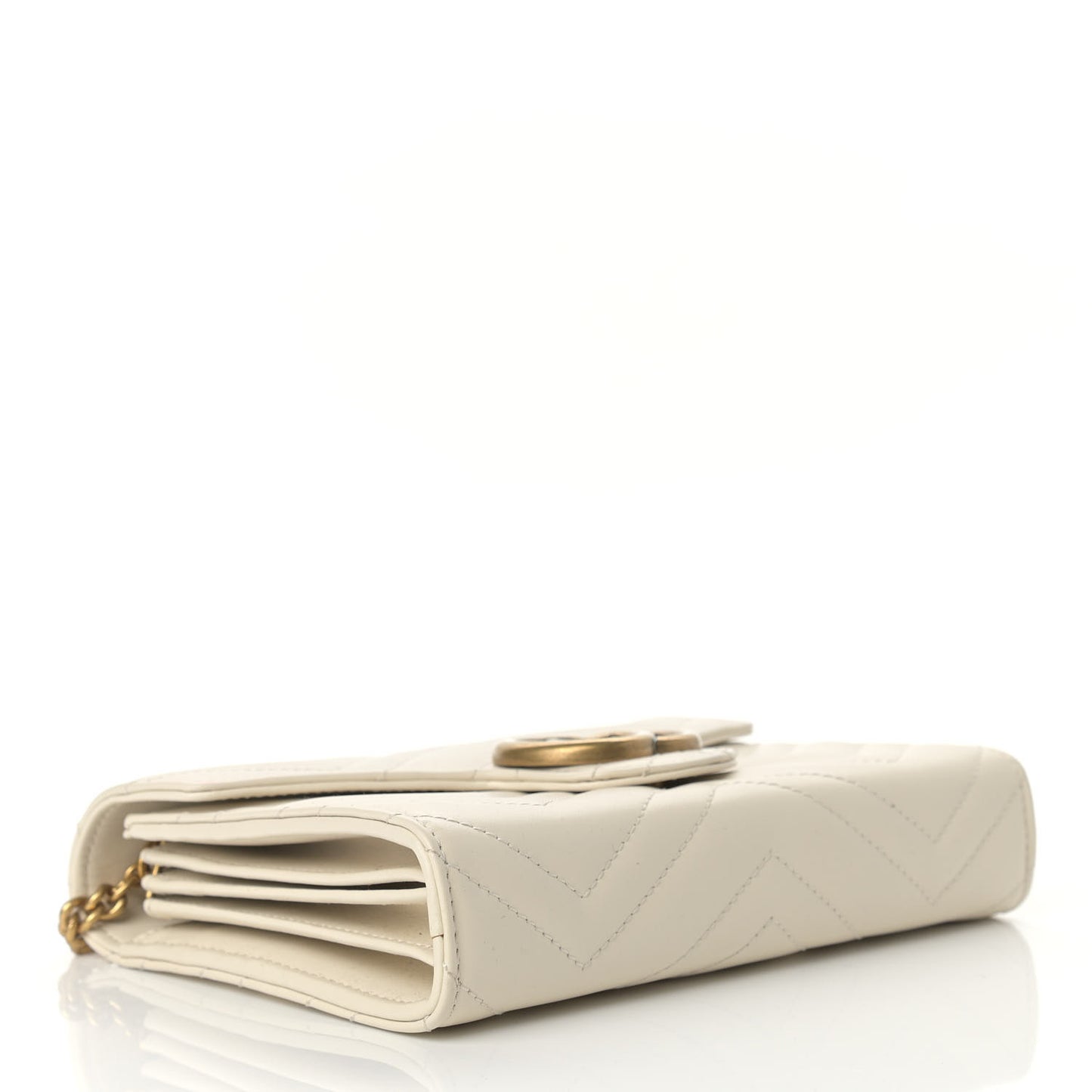Calfskin Matelasse GG Marmont Chain Wallet Mystic White