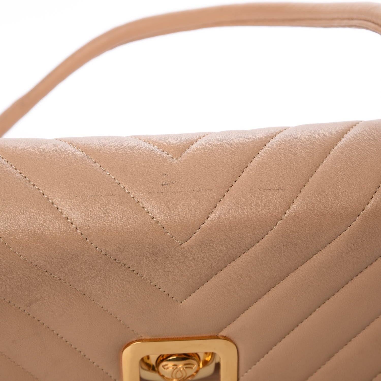 Chanel Lambskin Chevron Flap Beige 9 of 13