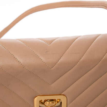 Chanel Lambskin Chevron Flap Beige 9 of 13