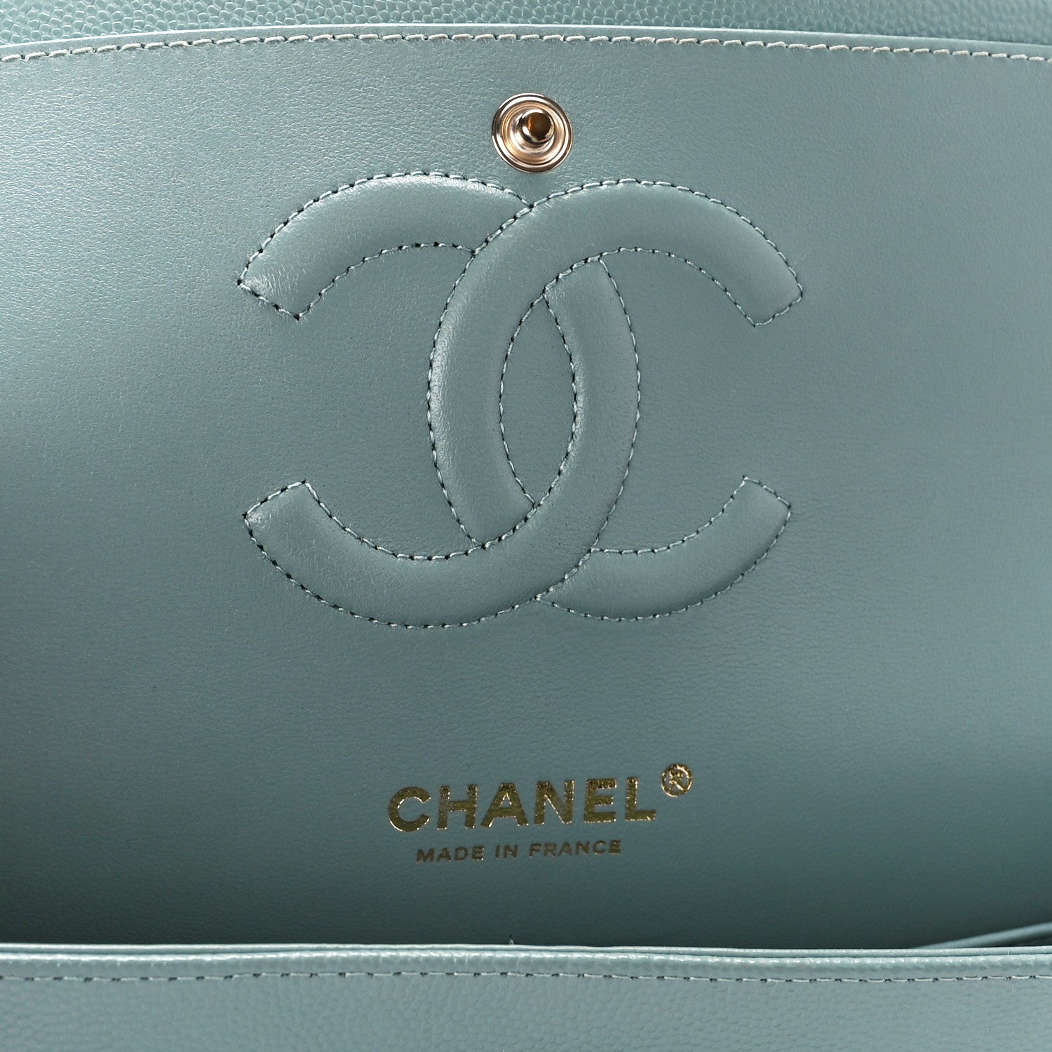 Chanel Caviar Quilted Medium Double Flap Light Blue 6 of 11