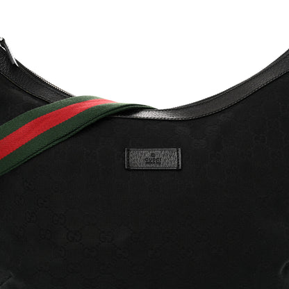 Gucci Monogram Web Medium Half Moon Hobo Black 8 of 14