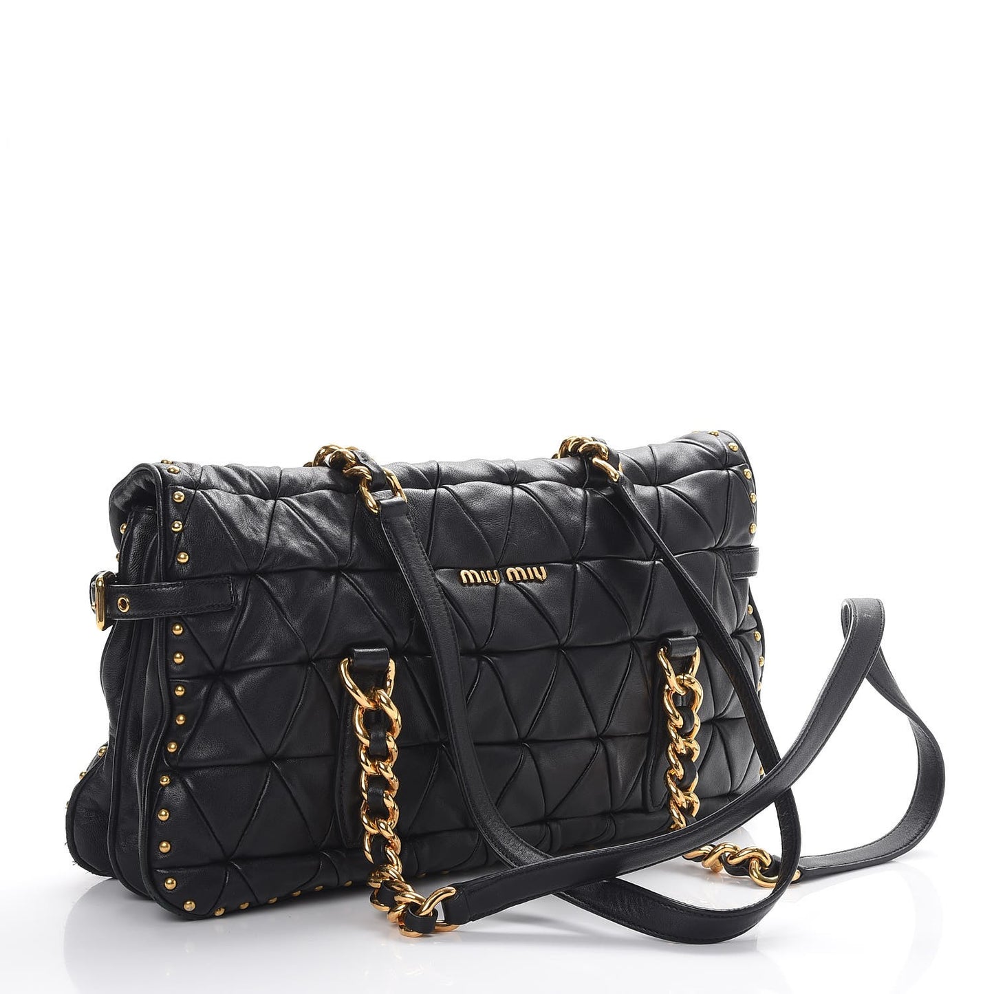 Nappa Quilted Studded Tote Bag Black