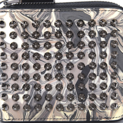 Christian Louboutin Patent Panettone Marble Swirl Zip Around Compact Wallet White Black 9 of 9