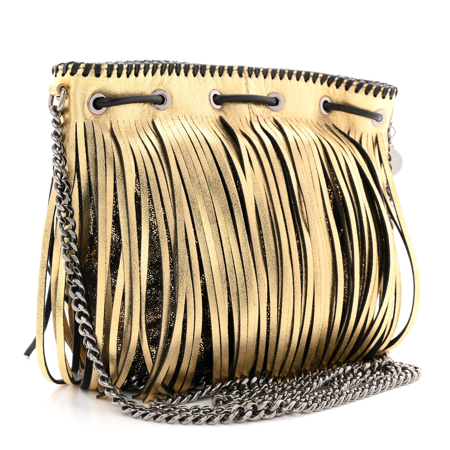STELLA McCARTNEY フリンジショルダーバッグ（値下げ中8/20迄） Stella McCartney Metallic Shaggy Deer Fringe Falabella Bucket Bag