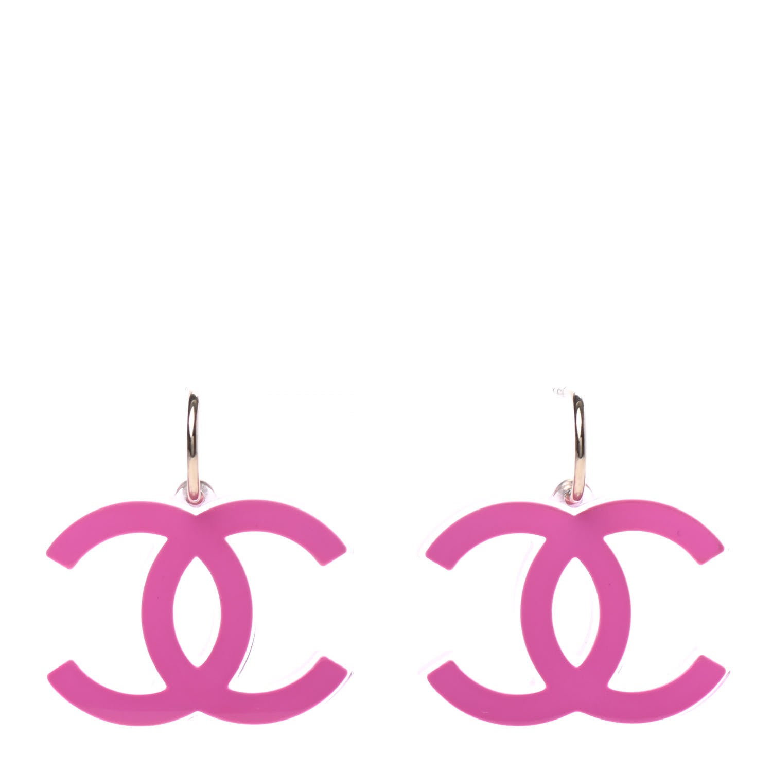 Chanel Lucite CC Drop Earrings Pink 1 of 4