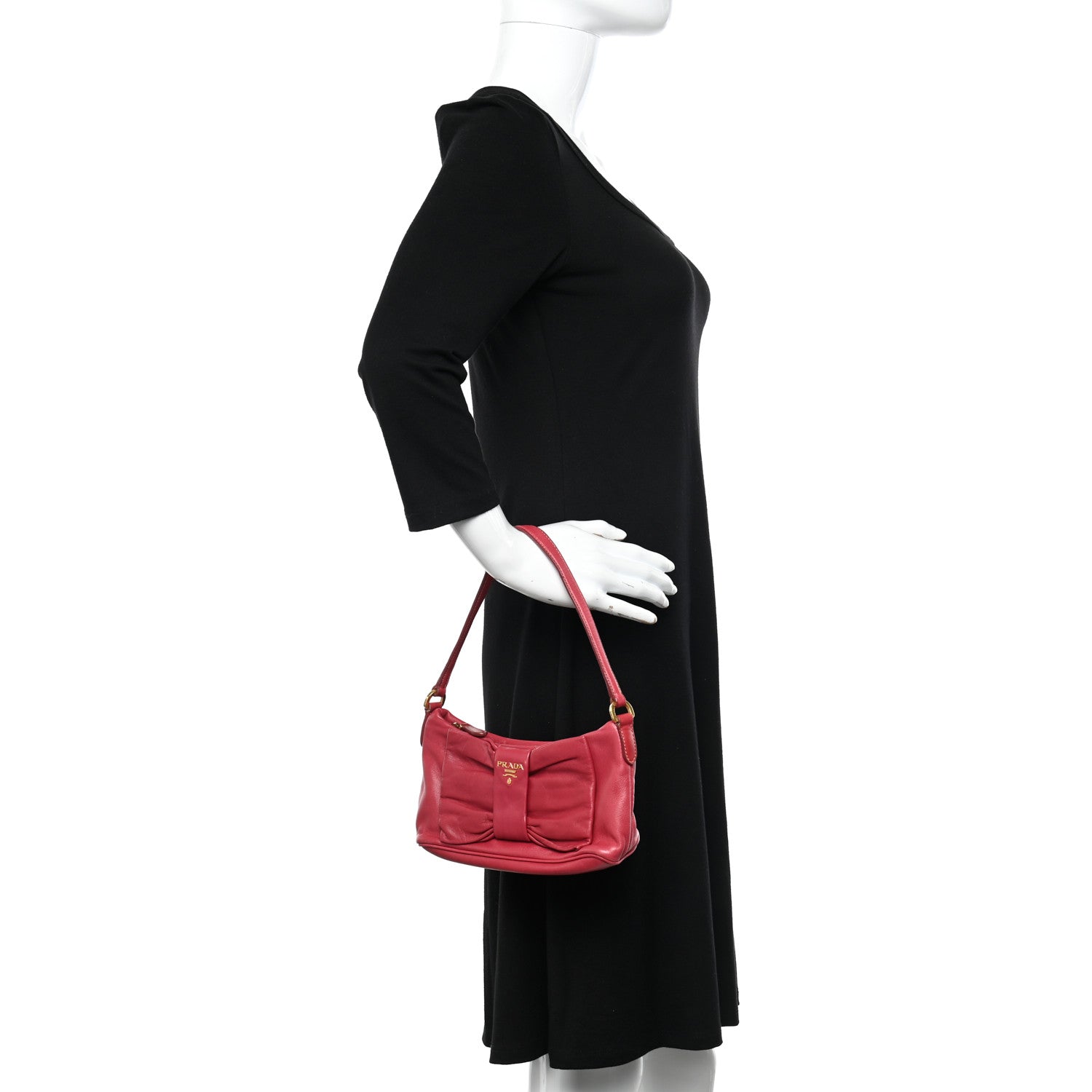 Prada Nappa Fiocco Bow Pochette Peonia 2 of 12