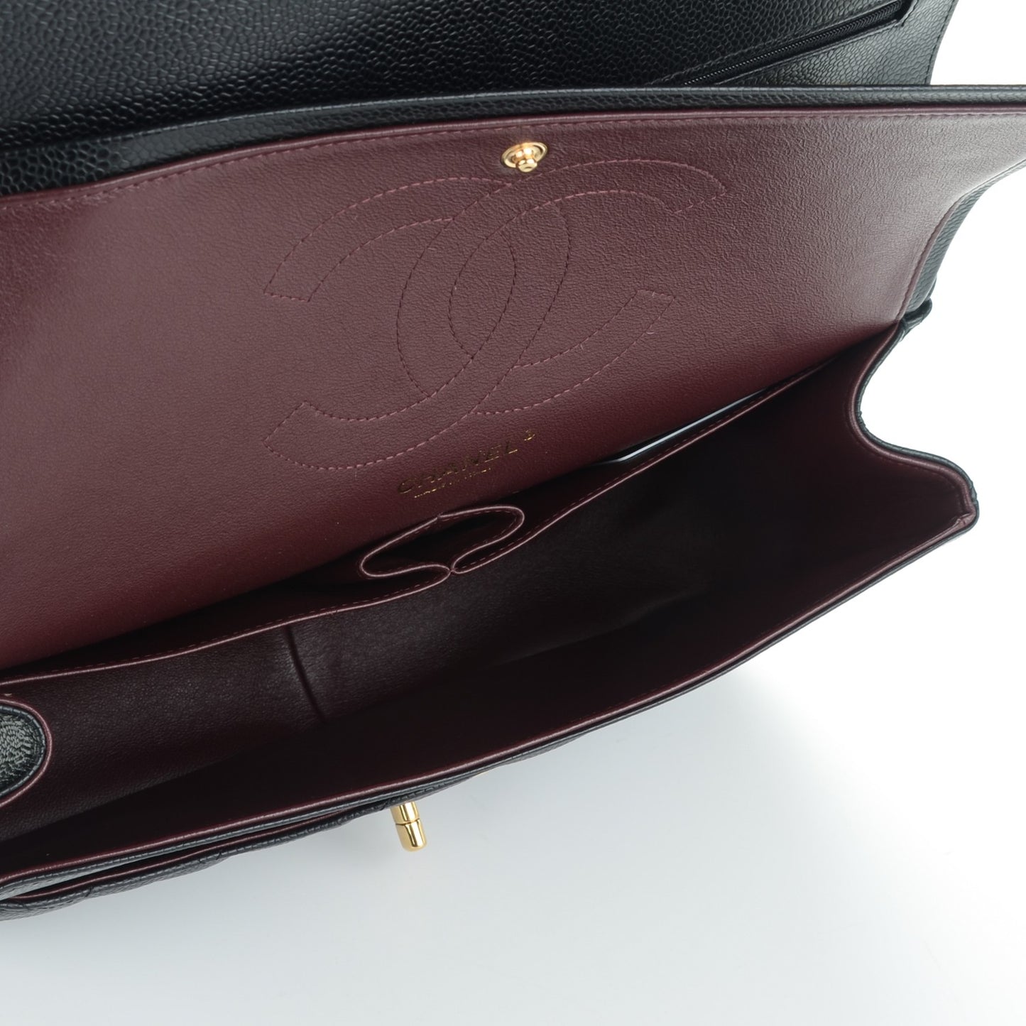 Caviar Quilted Jumbo Double Flap Black