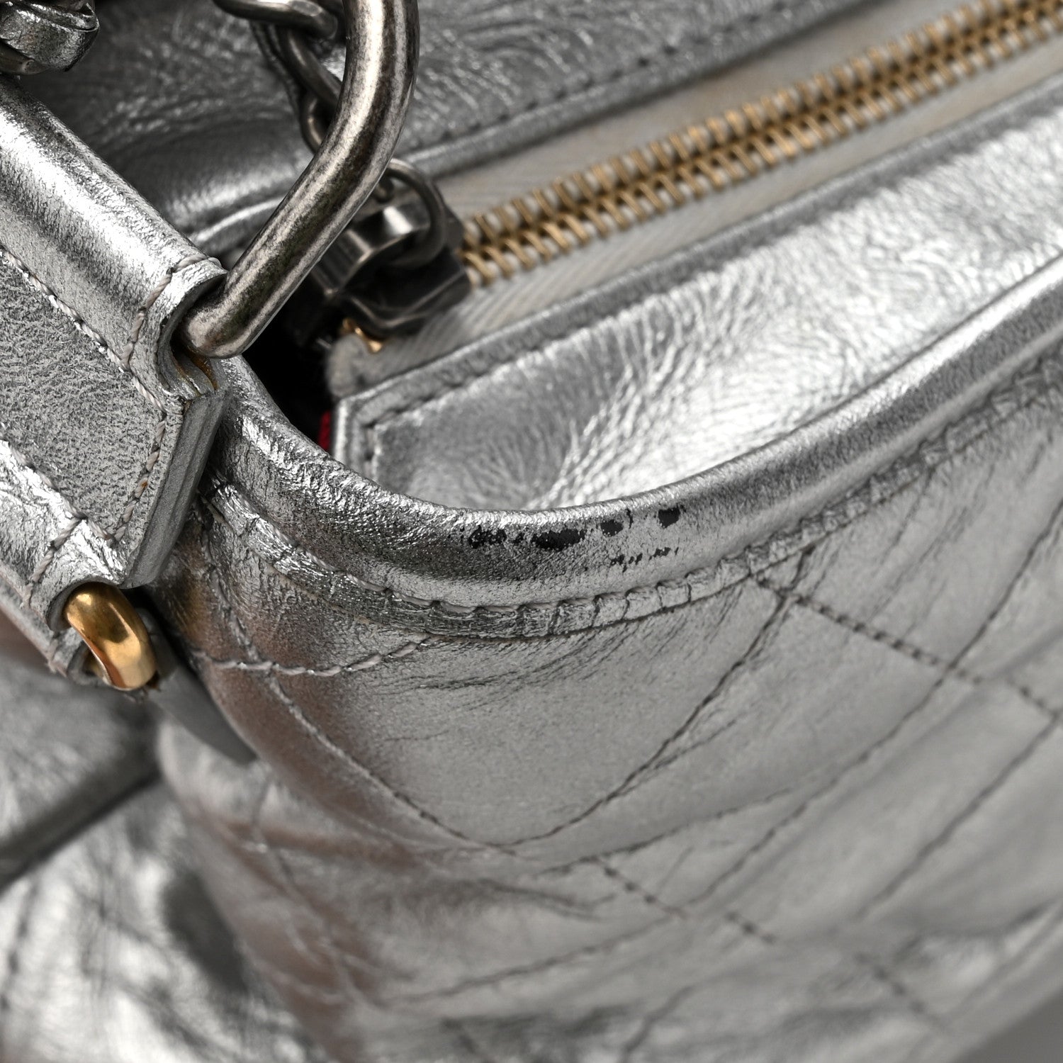 Chanel Metallic Aged Calfskin Quilted Medium Gabrielle Hobo Silver 16 of 16