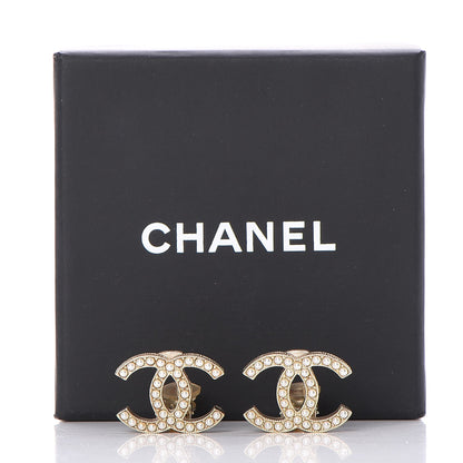 Chanel Pearl CC Clip On Earrings Light Gold 5 of 5
