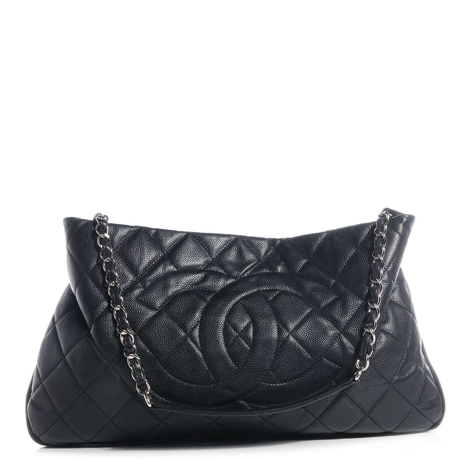 Chanel Caviar Expandable Zip Shoulder Bag Black 1 of 8