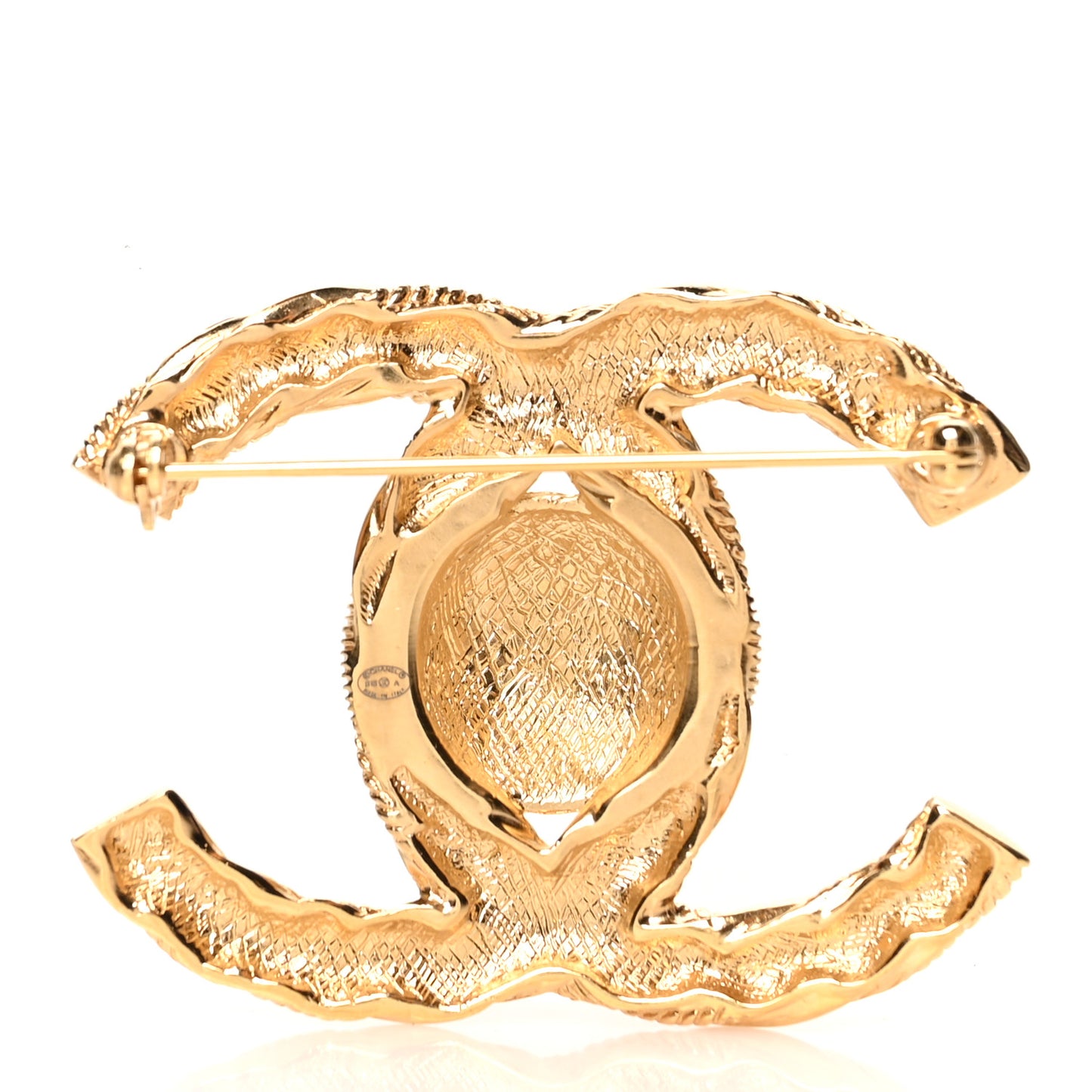 Metal Twisted CC Brooch Gold