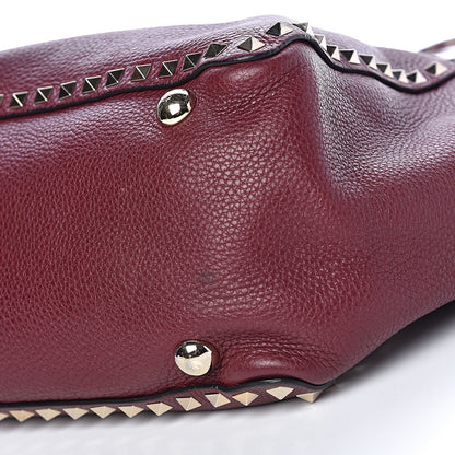 Valentino Garavani Pebbled Calfskin Medium Rockstud Tote Cremisi 8 of 14