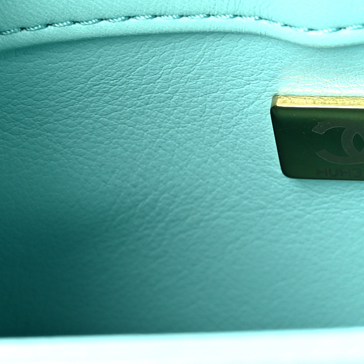 Lambskin Quilted Small Trendy CC Flap Dual Handle Bag Turquoise