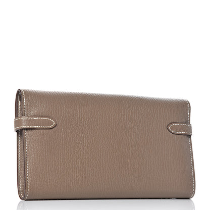 Hermes Chevre Mysore Kelly Longue Wallet Etoupe 3 of 10
