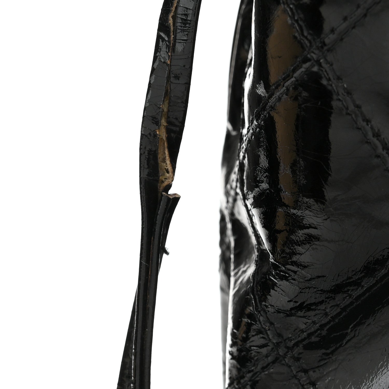 Chanel Patent Stitched Drawstring Shoulder Bag Black 13 of 15