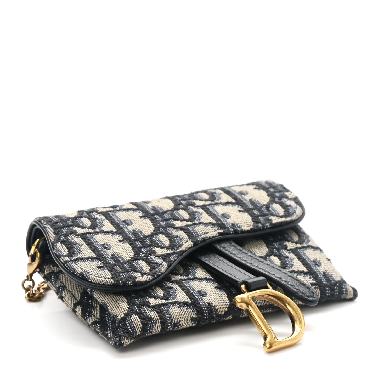 Oblique Nano Saddle Chain Pouch Blue