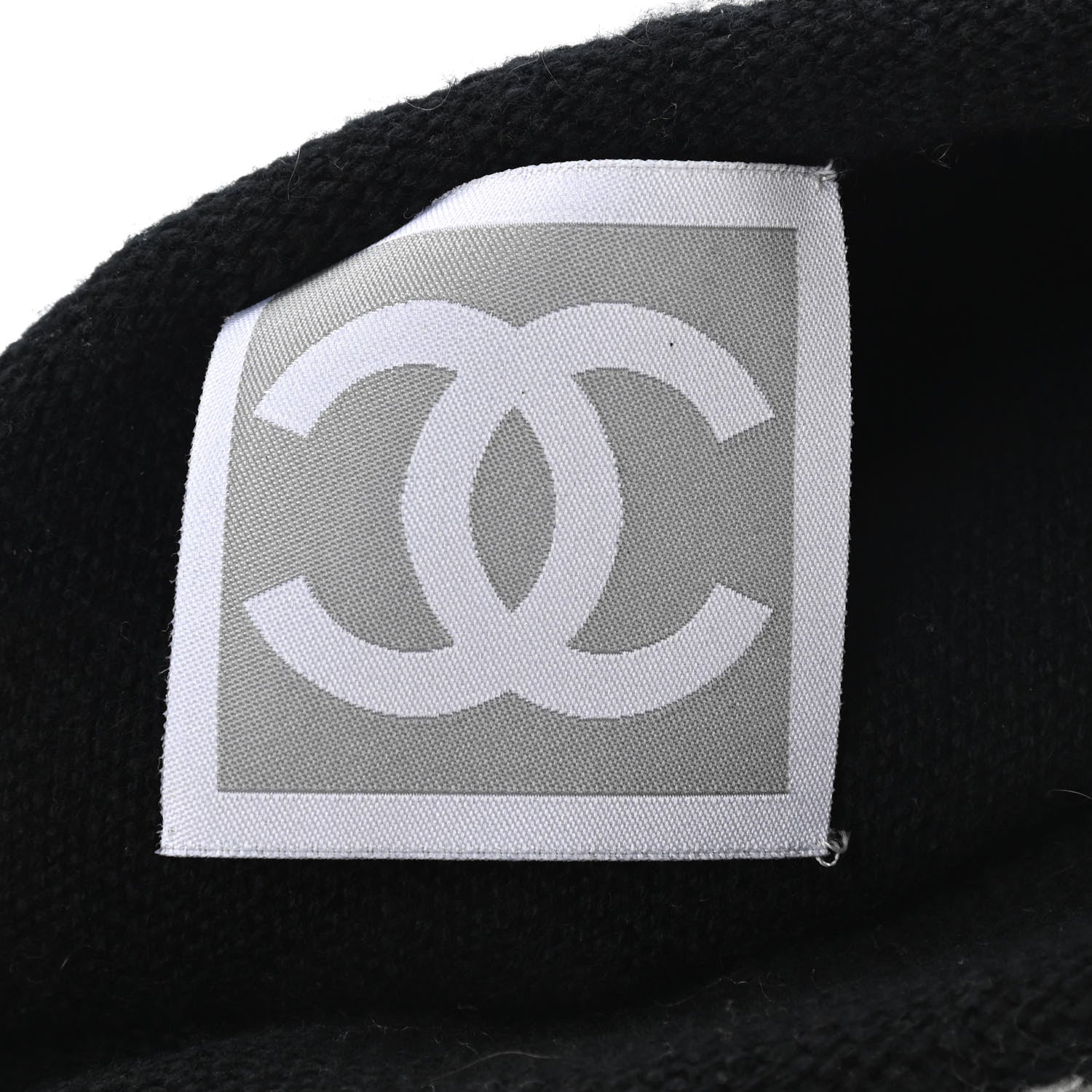 Chanel Cashmere CC Beanie Hat Black Grey 4 of 5