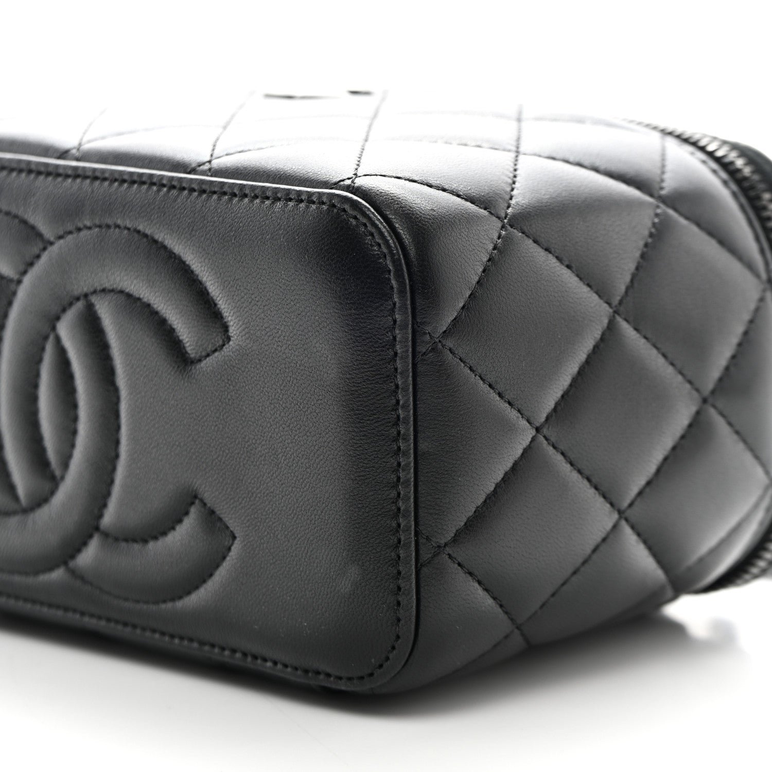 Chanel Lambskin Quilted Small Top Handle Vanity Case With Chain So Black 10 of 10