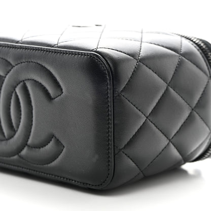 Chanel Lambskin Quilted Small Top Handle Vanity Case With Chain So Black 10 of 10