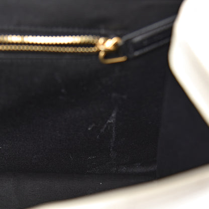 Saint Laurent Grain De Poudre Matelasse Chevron Large Monogram Satchel White 6 of 17