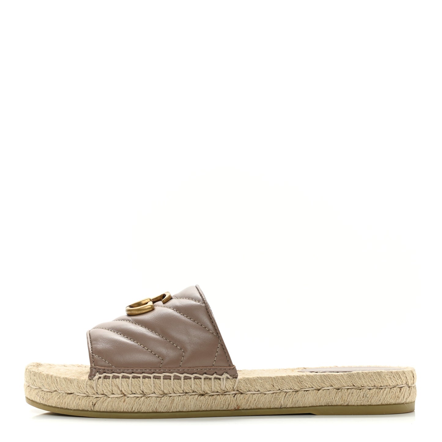 Nappa Matelasse GG Marmont Espadrille Slide Sandals 37 Porcelain Rose