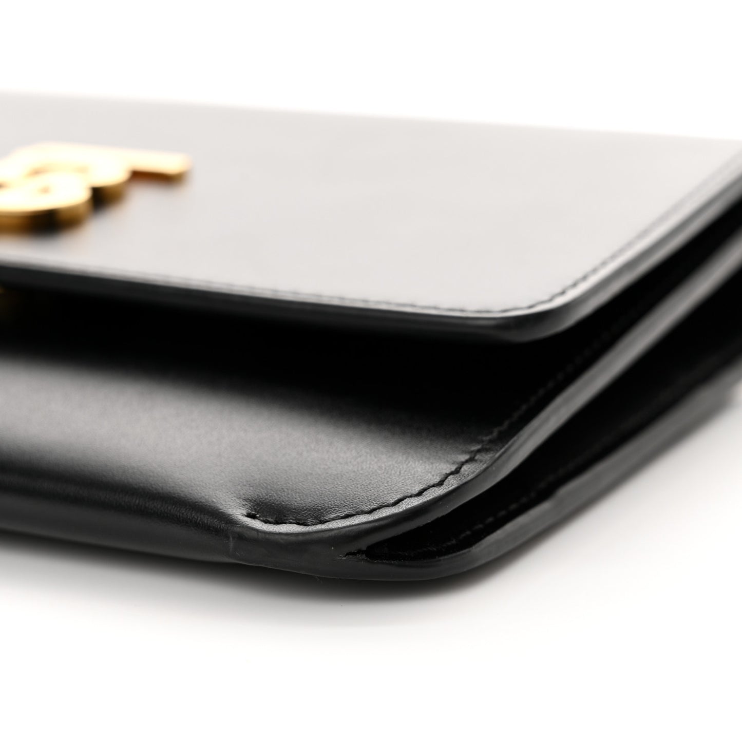 Calfskin Monogram TB Mini Flat Crossbody Bag Black