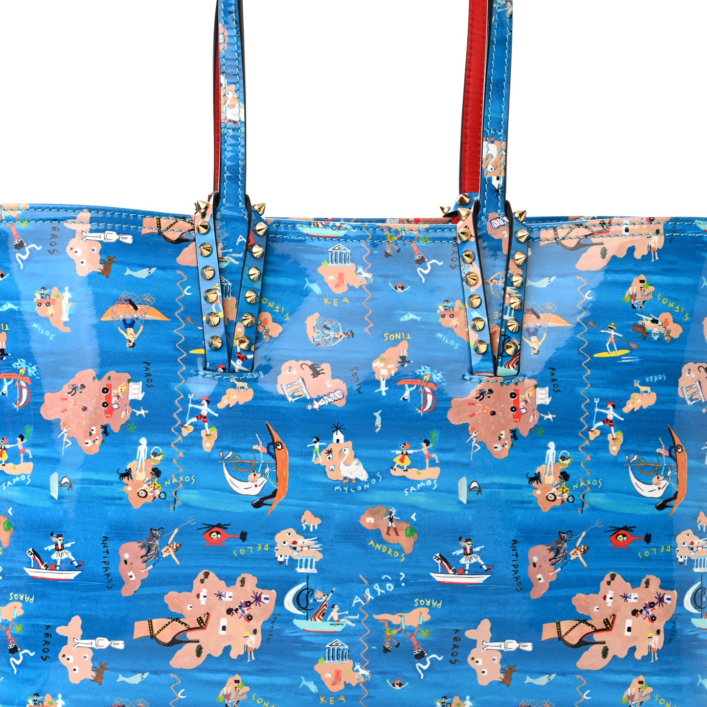Patent Calfskin Small Greekaba Cabata Tote Blue