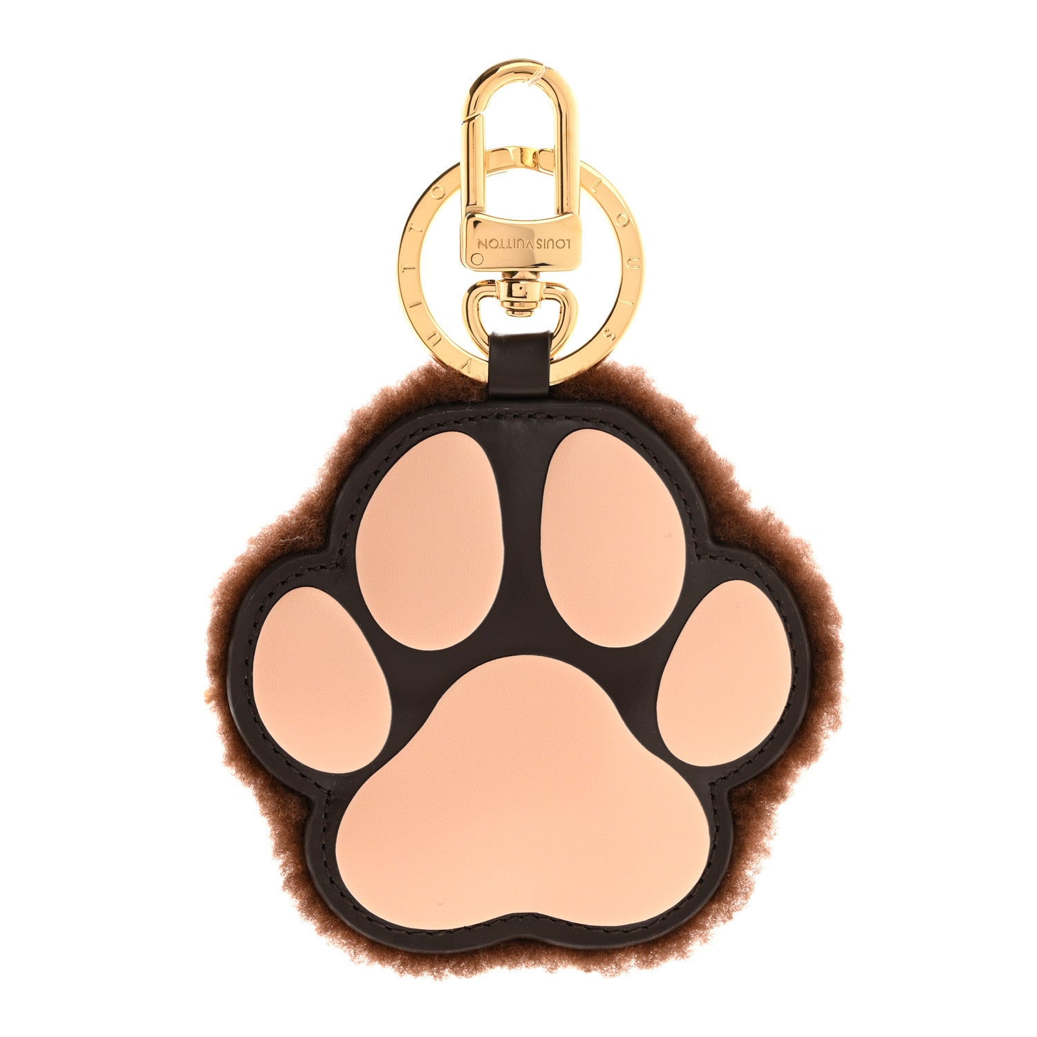 Louis Vuitton Shearling LV Paw Key Holder Bag Charm Brown 1 of 4