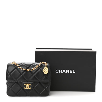 Chanel Lambskin Quilted Mini Logo Square Flap Black 11 of 11