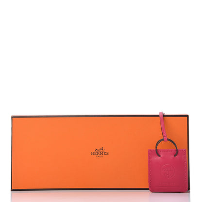 Hermes Milo Lambskin Swift Shopping Bag Charm Rose Mexico 5 of 5