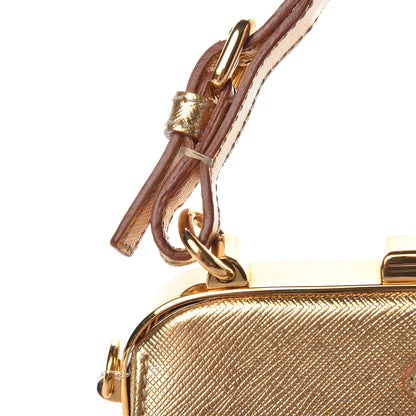 Prada Metallic Saffiano Top Handle Frame Bag Platino 7 of 18