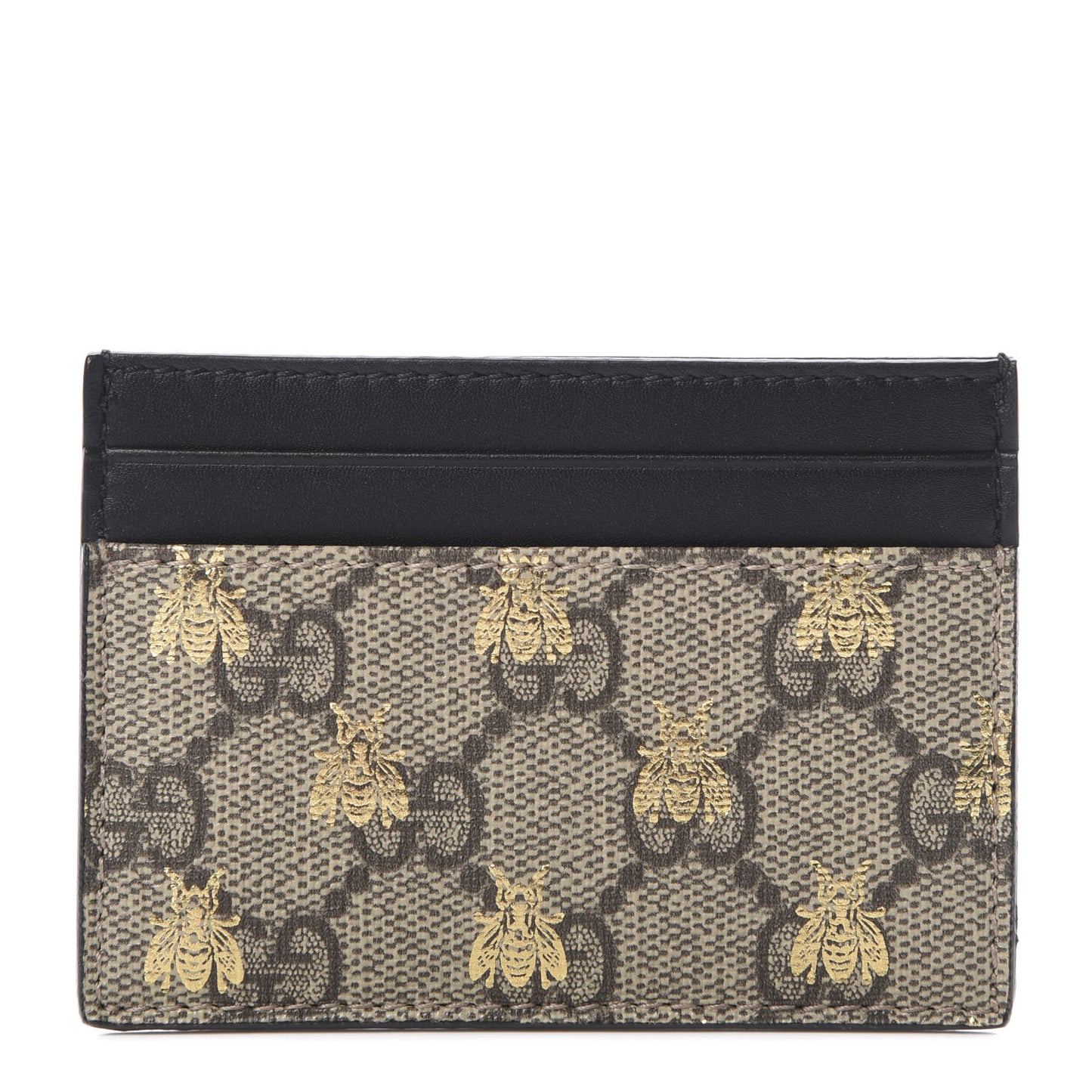 GG Supreme Monogram Bees Card Holder Black