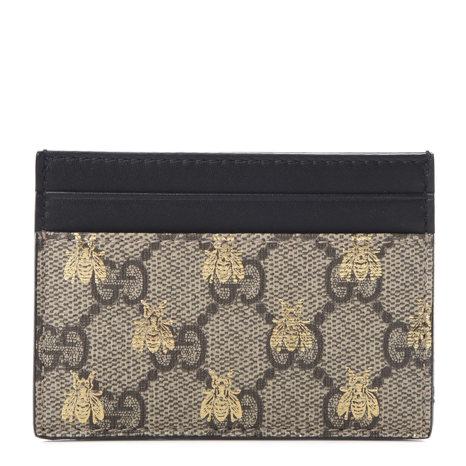Gucci GG Supreme Monogram Bees Card Holder Black 1 of 7