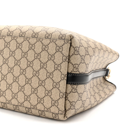 Gucci GG Supreme Monogram Medium Emblem Bucket Bag Beige Dark Brown Black 9 of 10